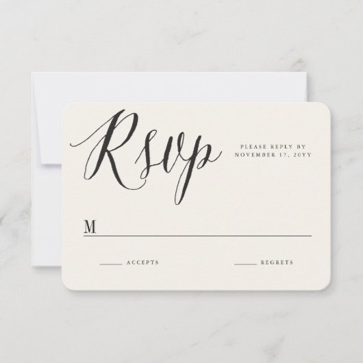Klassieke Griekse Sleutel Kalligrafie Script Chiqu RSVP Kaartje (Voorkant)