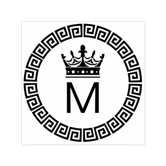 Klassieke Griekse Sleutel S Omlijst Initiaal Kroon Zelfinktende Stempel (Design)