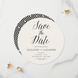 Klassieke Griekse sleutel sparen de Foto van het M Save The Date