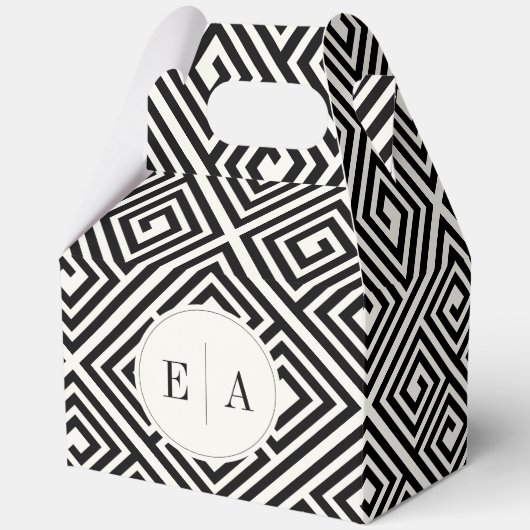 Klassieke Griekse sleutel zwart-wit Bedankdoosjes (Voorkant)