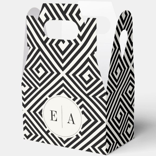 Klassieke Griekse sleutel zwart-wit Bedankdoosjes (Open)