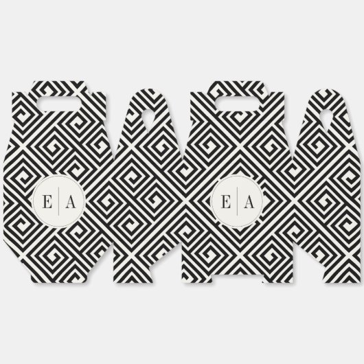 Klassieke Griekse sleutel zwart-wit Bedankdoosjes (Ongevouwen)