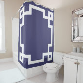 Klassieke Griekse sleutelgrens marineblauw wit Douchegordijn (In situ)