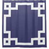 Klassieke Griekse sleutelgrens marineblauw wit Douchegordijn (Voorkant)