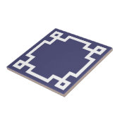 Klassieke Griekse sleutelgrens marineblauw wit Tegeltje (Zijkant)