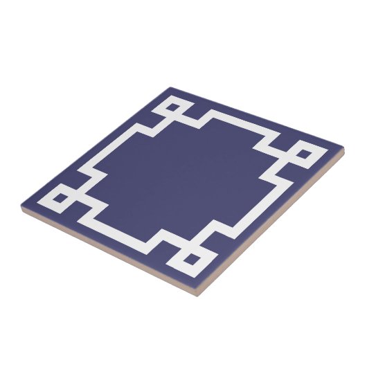 Klassieke Griekse sleutelgrens marineblauw wit Tegeltje (Zijkant)