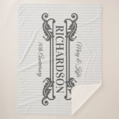 Klassieke Grijze Acanthus Leaf Monogram Elegant St Sherpa Deken (Voorkant)