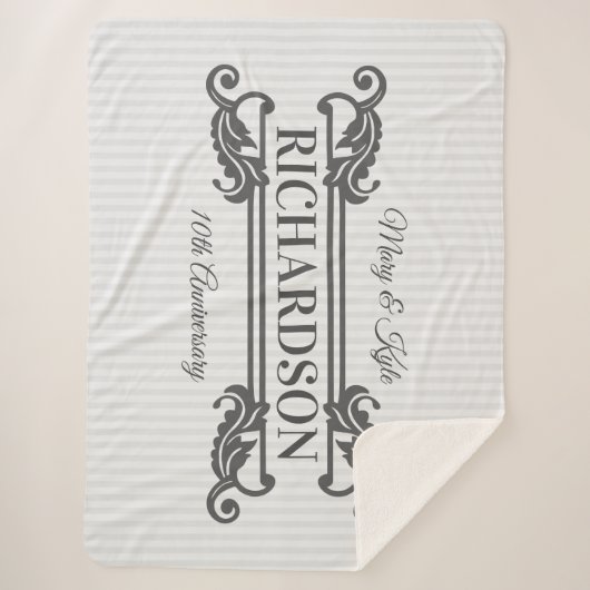 Klassieke Grijze Acanthus Leaf Monogram Elegant St Sherpa Deken (Voorkant)