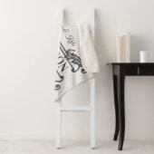 Klassieke Grijze Acanthus Leaf Monogram Elegant St Sherpa Deken (In situ)