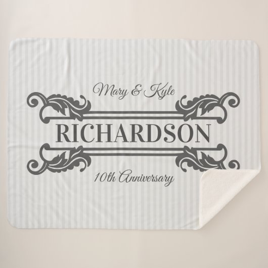 Klassieke Grijze Acanthus Leaf Monogram Elegant St Sherpa Deken (Voorkant (horizontaal))