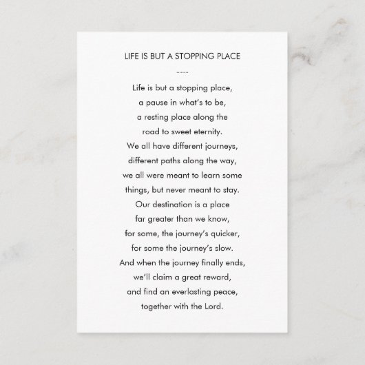 Klassieke grijze begrafenisgebeddenkaart met foto informatiekaartje (Achterkant)