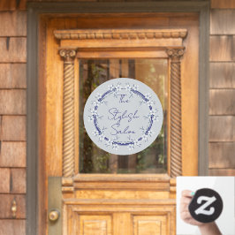 Klassieke grijze blauwe bloemen Clans Business Hom Raamsticker