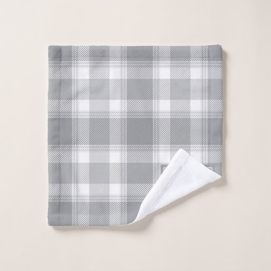 Klassieke Grijze Boerderijstijl Buffalo Plaid Mono Bad Handdoek (Wasdoekje)