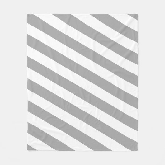 Klassieke grijze en witte  strepen fleece deken (Voorkant)