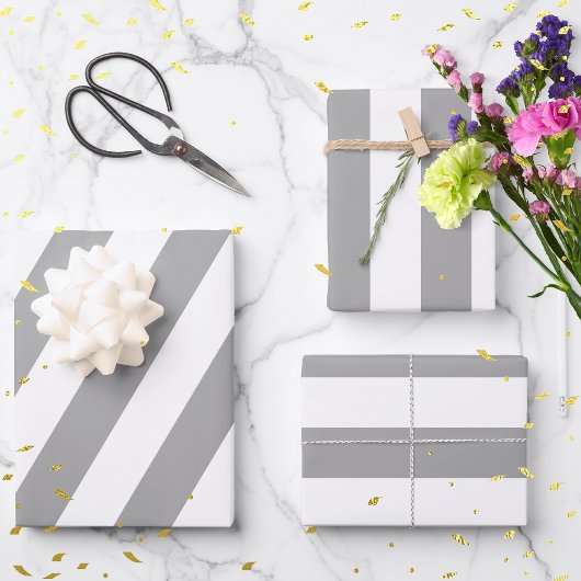 Klassieke grijze en witte  strepen inpakpapier vel