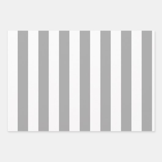 Klassieke grijze en witte  strepen inpakpapier vel (Voorkant 2)