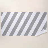 Klassieke grijze en witte  strepen strandlaken (Voorkant)