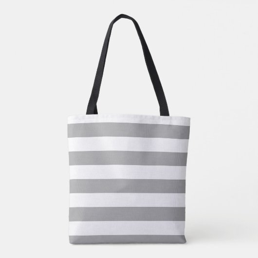 Klassieke grijze en witte  strepen tote bag (Achterkant)