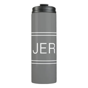 Klassieke grijze gepersonaliseerde monogram beginl thermosbeker