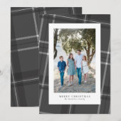Klassieke grijze geruite verticale foto feestdagenkaart (Voorkant / Achterkant)