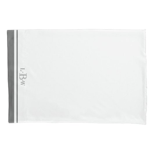 Klassieke Grijze Grens Monogrammen Kussensloop (Voorkant-Links)