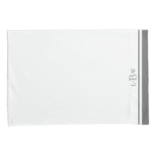 Klassieke Grijze Grens Monogrammen Kussensloop (Voorkant-Rechts)