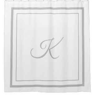 Klassieke grijze grens van het Monogram van het Ma Douchegordijn