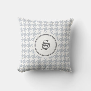 Klassieke grijze houndstooth met monogram kussen