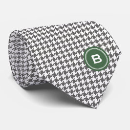 Klassieke grijze houndstooth met monogram stropdas