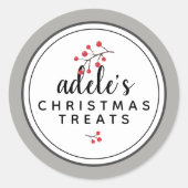 Klassieke grijze kerstcadeautjes op maat ronde sticker (Voorkant)