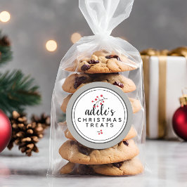 Klassieke grijze kersttraktaties Persoonlijk Ronde Sticker
