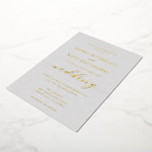 Klassieke grijze linnen Wedding Gold Foil uitnodig Folie Uitnodiging (Gedraaid)