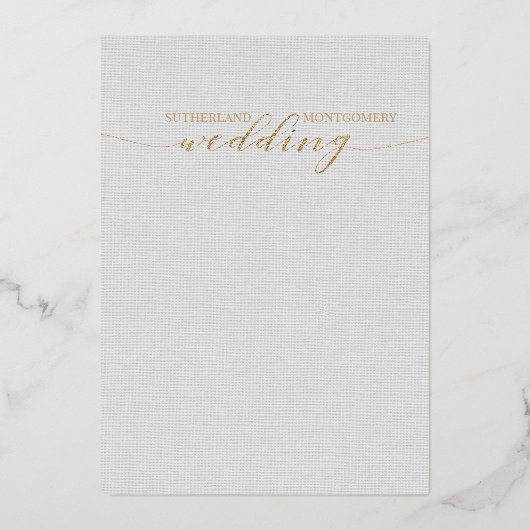 Klassieke grijze linnen Wedding Gold Foil uitnodig Folie Uitnodiging (Achterkant)