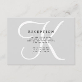 Klassieke grijze monogram huwelijksreceptiekaart informatiekaartje