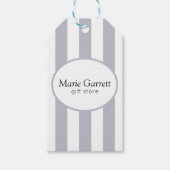 Klassieke grijze stripe business cadeaulabel (Voorkant)