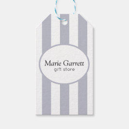 Klassieke grijze stripe business cadeaulabel