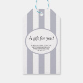 Klassieke grijze stripe business cadeaulabel (Achterkant)