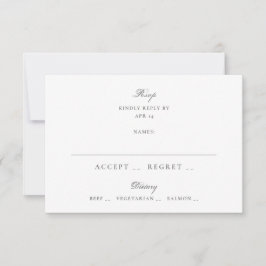 Klassieke Grijze Witte Minimalistische Trouwdag RSVP Kaartje