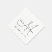 Klassieke grijze witte monogram legante bruiloft servet (Hoek)