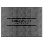 Klassieke Grill master naam zwart grijs vadersdag Snijplank (Voorkant)