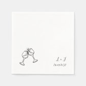 Klassieke grillige wijnglazen Initialen bruiloft Servet (Voorkant)