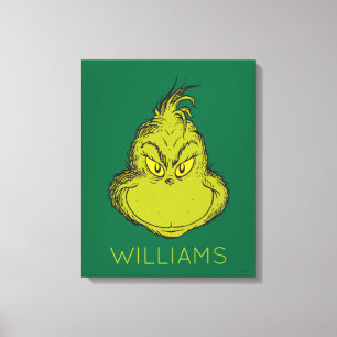 Klassieke Grinch   De naam van je familie toevoege Canvas Afdruk