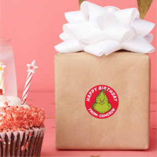 Klassieke Grinch Gefeliciteerd Ronde Sticker