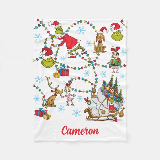 Klassieke Grinch | Grinch & Max met slee Fleece Deken (Voorkant)