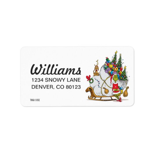 Klassieke Grinch | Grinch & Max met Sleigh Etiket (Voorkant)