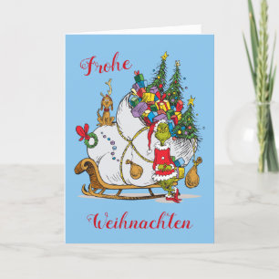 Klassieke Grinch   Grinch & Max met Sleigh Feestdagen Kaart