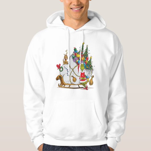 Klassieke Grinch | Grinch & Max met Sleigh Hoodie (Voorkant)