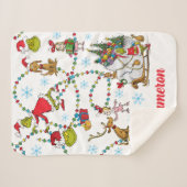 Klassieke Grinch | Grinch & Max met Sleigh Sherpa Deken (Voorkant (horizontaal))