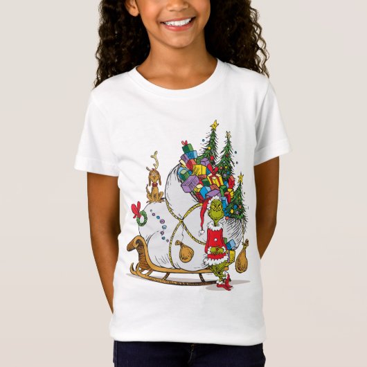 Klassieke Grinch | Grinch & Max met Sleigh T-shirt (Voorkant)