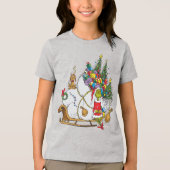 Klassieke Grinch | Grinch & Max met Sleigh Tri-Blend Shirt (Voorkant)